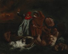 Dante and Virgil in Manala, copy after Eugene Delacroix, 1867. Creator: Adolf von Becker.