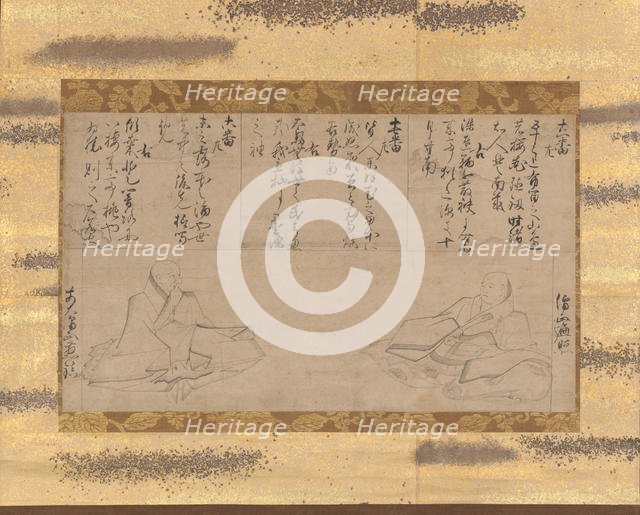 The Poets Henjo and Jichin, from Stylus-Illustrated Competition of Poets...mid 14th century. Creator: Unknown.