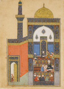 Laila and Majnun at School, Folio from a Khamsa (Quintet) of Nizami, A.H. 835/ A.D. 1431-32. Creator: Nizami.