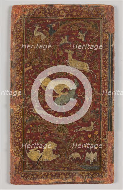 Bookbinding with Animals in a Landscape, India, mid-16th century. Creator: Unknown.