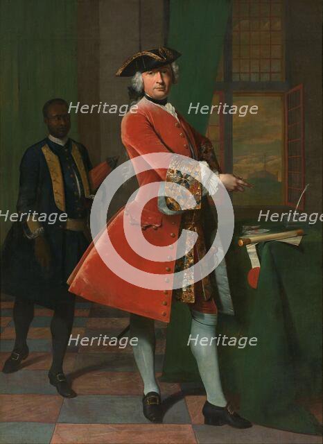 Portrait of Jan Pranger and an Enslaved Servant, 1742. Creator: Frans van der Mijn.