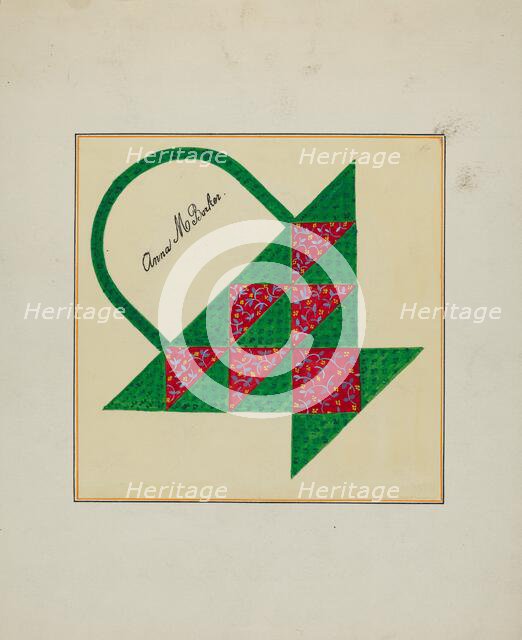 Pieced Autograph Quilt (1 Piece), c. 1936. Creators: Cornelius Christoffels, Margaret Linsley.