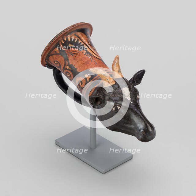 Rhyton (Drinking Vessel) in Shape of Sheep's Head, 320-310 BCE. Creator: Painter of Leningrad 955.