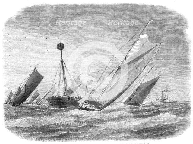 Sailing-barge on the Thames: rounding the Nore Light-ship, 1865. Creator: Unknown.