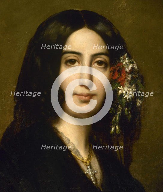 Portrait of George Sand, c. 1837. Creator: Charpentier, Auguste (1815-1880).