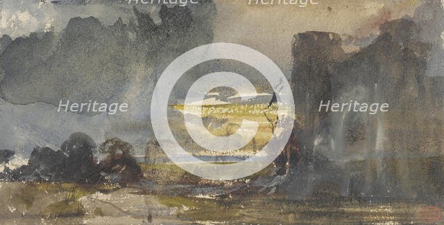 Romantic Landscape with Castle, 19th century. Creator: Paul Huet.