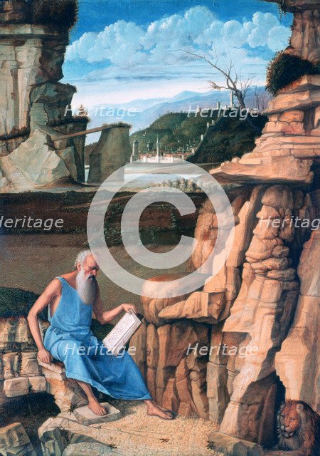 'Saint Jerome reading in a Landscape', c1480-1485. Artist: Giovanni Bellini