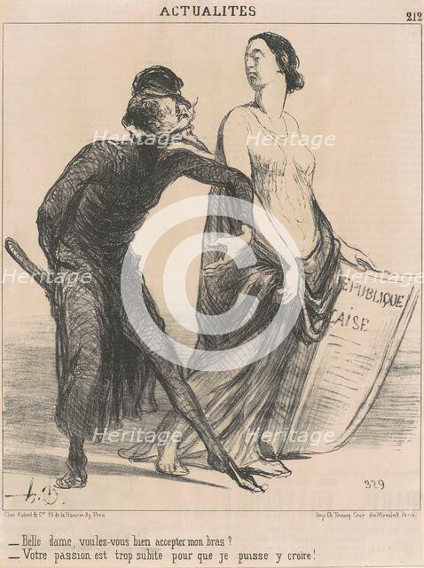 Belle dame voulez-vous ... accepter mon bras?, 19th century. Creator: Honore Daumier.
