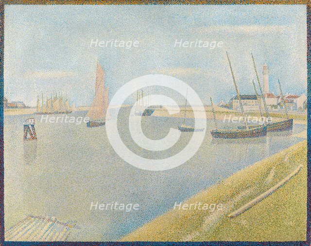 The canal of Gravelines, in the direction of the sea (Le Chenal de Gravelines, Direction..., 1890. Creator: Seurat, Georges Pierre (1859-1891).