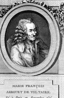 Voltaire, 18th century French author, playwright, satirist and man of letters. Artist: Unknown