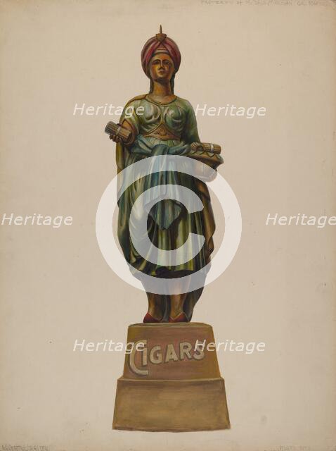 Cigar Store Figure, c. 1937. Creator: Walter Hochstrasser.