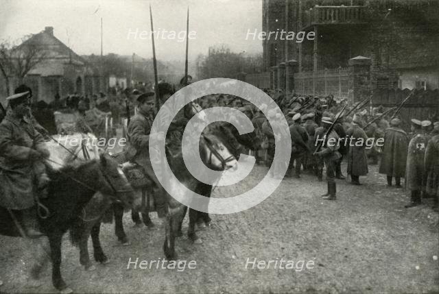 'A Cossack Patrol and Russian Infantry', (1919). Creator: Unknown.