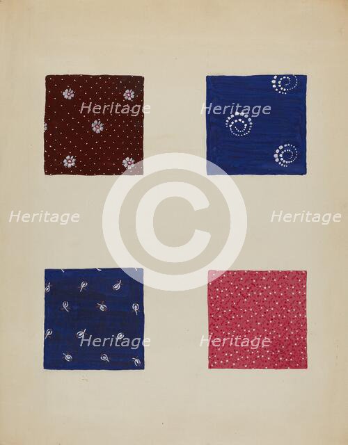 Materials from Patchwork Quilt, c. 1936. Creator: Katherine Hastings.