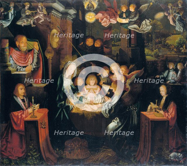 The Nativity with the donors Peter von Clapis and Bela Bonenberg, 1516. Creator: Bartholomaeus Bruyn the Elder.