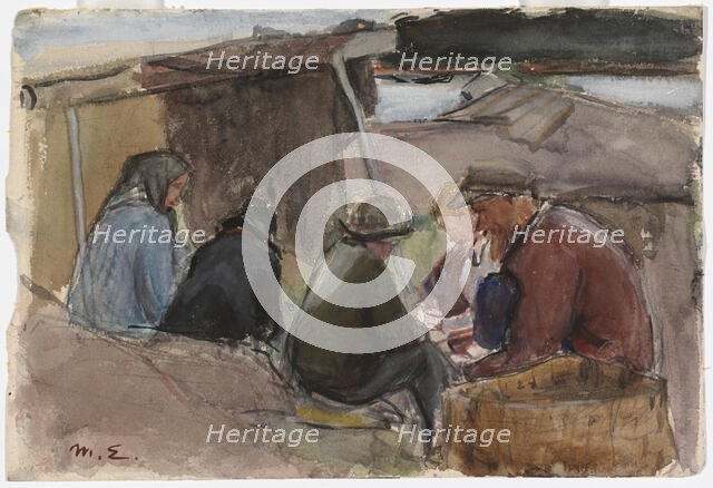 Fisherfolk by the Sea, 1900-1925. Creator: Magnus Enckell.