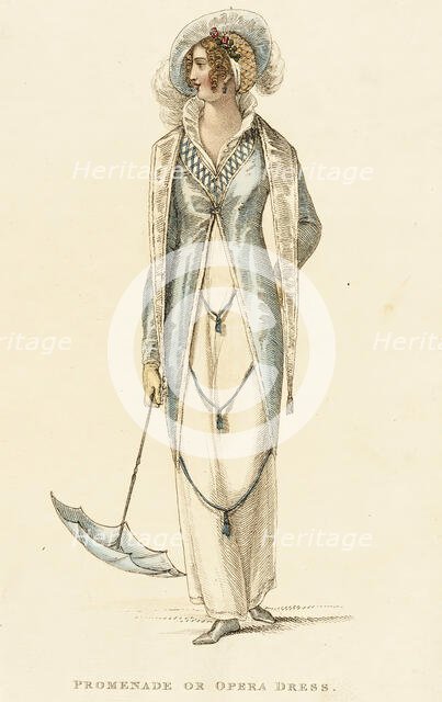 Promenade or Opera Dress, 1810. Creator: Rudolph Ackermann.