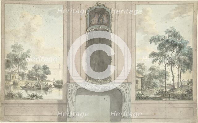 Design for a wall painting with fireplace, 1752-1819.  Creator: Juriaan Andriessen.