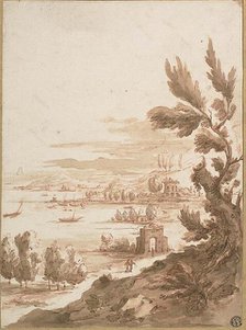 View from Hill Overlooking a Harbor, n.d. Creator: Jan Frans van Bloemen.