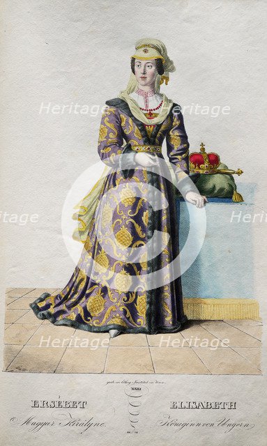 Elizabeth of Luxembourg (1409-1442), Queen of Bohemia, 1828. Artist: Kriehuber, Josef (1800-1876)