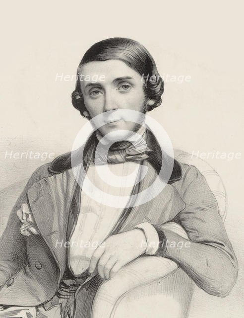Portrait of the pianist and composer Jean-Henri Ravina (1818-1906) , ca 1845. Creator: Alophe, Marie-Alexandre Menut (1812-1883).