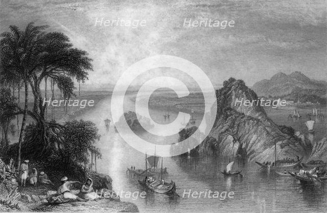 'Rocks at Colgong on the Ganges', 1838. Creator: George Francis White.