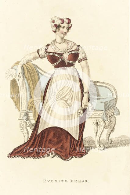 Fashion Plate (Evening Dress), 1812. Creator: John Bell.