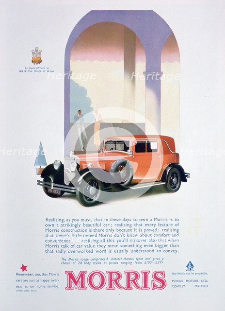 Advert for Morris motor cars, 1932. Artist: Unknown