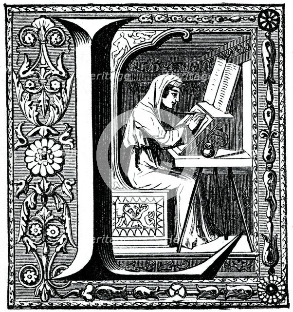 Initial letter 'L', (1870). Artist: Unknown