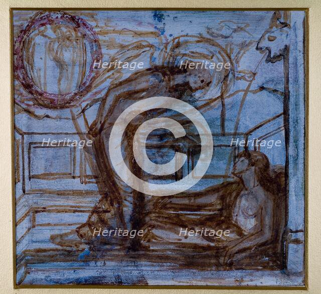 Cupid and Psyche - Study for the Palace Green Mural - Cupid finding Psyche, 1872. Creator: Sir Edward Coley Burne-Jones.