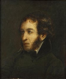 Last lifetime portrait of the poet Alexander Sergeyevich Pushkin (1799-1837), 1837. Creator: Linev, Ivan Loginovich (1770s-1840).