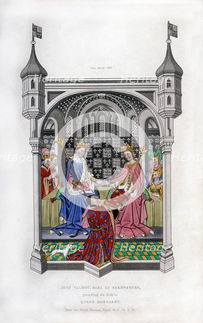 The Earl of Shrewsbury presenting his book to Queen Margaret, c1445, (1843).Artist: Henry Shaw