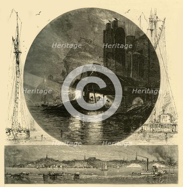 'Poughkeepsie, and its Founderies at Night', 1874.  Creator: Harry Fenn.