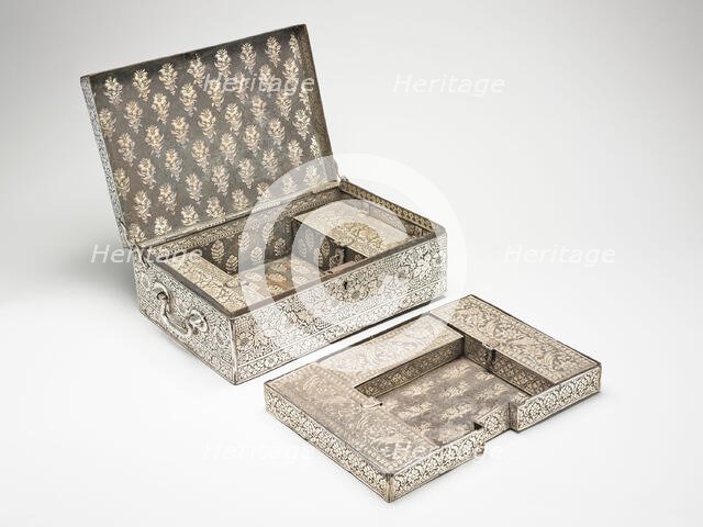 Fitted Chest with Floral and Grape-Leaf Motifs, 18th/19th century. Creator: Unknown.