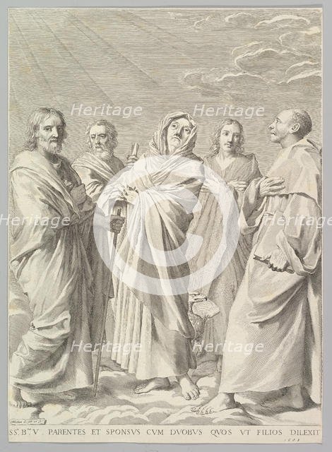 Sts. Anne, Joseph, Joachim, Bernard and John the Evangelist (Parenté de la Vierge), 1648. Creator: Claude Mellan.