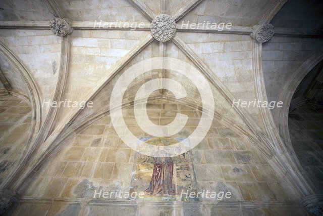 Interior, showing a mural and roof bosses, Monastery of Batalha, Batalha, Portugal, 2009. Artist: Samuel Magal