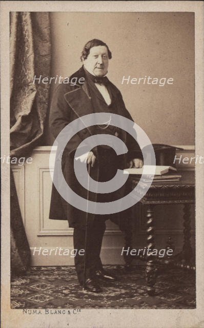Portrait of the composer Gioachino Antonio Rossini (1792-1868), before 1868. Creator: Blanc, Numa (1816-1897).