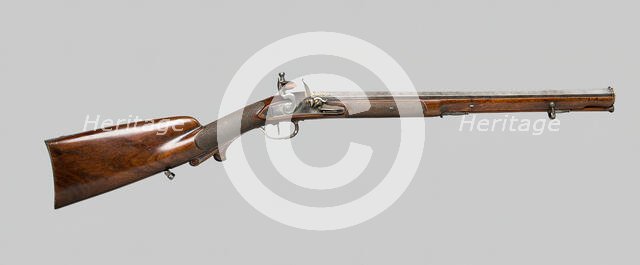 Flintlock Rifle, France, northeastern, c. 1800/04. Creators: Unknown, Nicholas Noel Boutet, Manlfre.