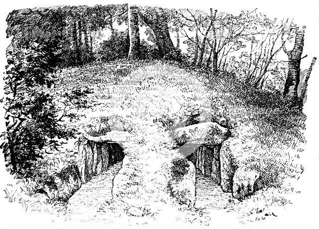 Stone Age tumulus containing two chambers, Rodding, Denmark, 1913. Artist: Unknown