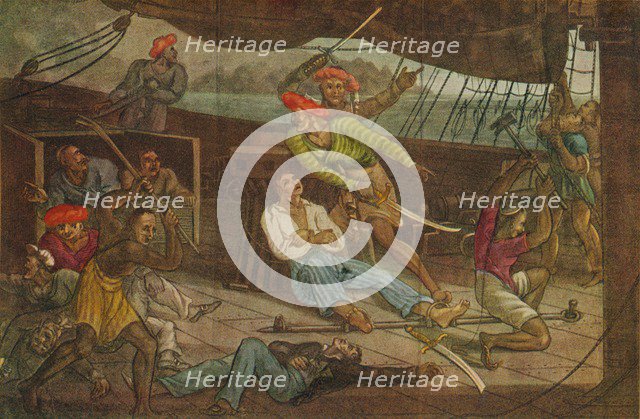 'Ships Attacked by Pirates', c1808. Artist: Unknown.