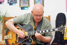 Colin Oxley, Eriko Ishihara Trio, Clocktower Cafe, Croydon, London, August 2024. Creator: Brian O'Connor.