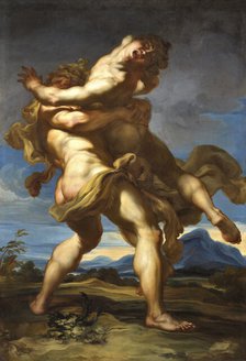 Heracles and Antaeus, c.1690. Creator: De Ferrari, Gregorio (1647-1726).