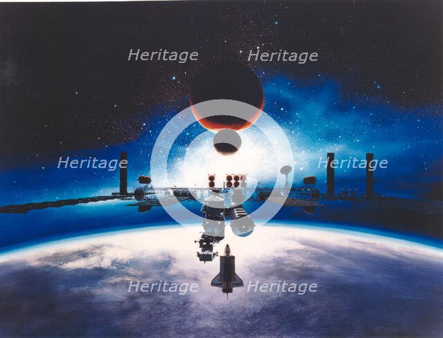 Artist's Conception of Space Station Freedom, 1991. Creator: Alan Chinchar.