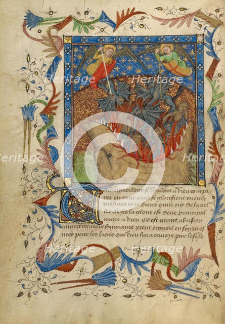 The Fall of the Rebel Angels; Livre de Bonnes Meurs, about 1430. Creator: Unknown.