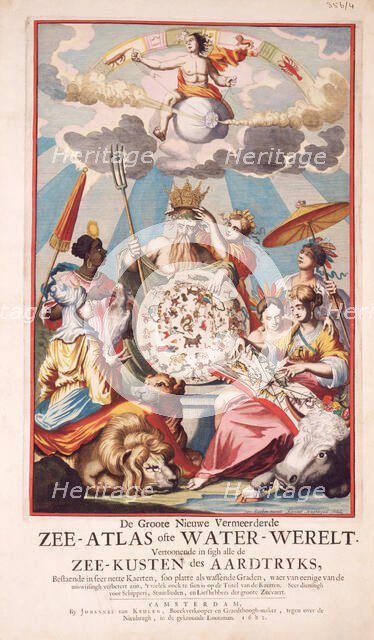 Title page from van Keulen's Chart Atlas, 1682. Creator: Aernout Naghtegael.