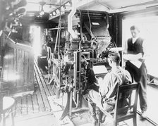 Linotype on press car, 1913. Creator: Bain News Service.