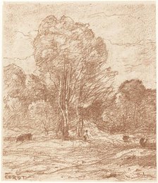 Drowsing Cattle (Le Dormoir des vaches), 1871. Creator: Jean-Baptiste-Camille Corot.
