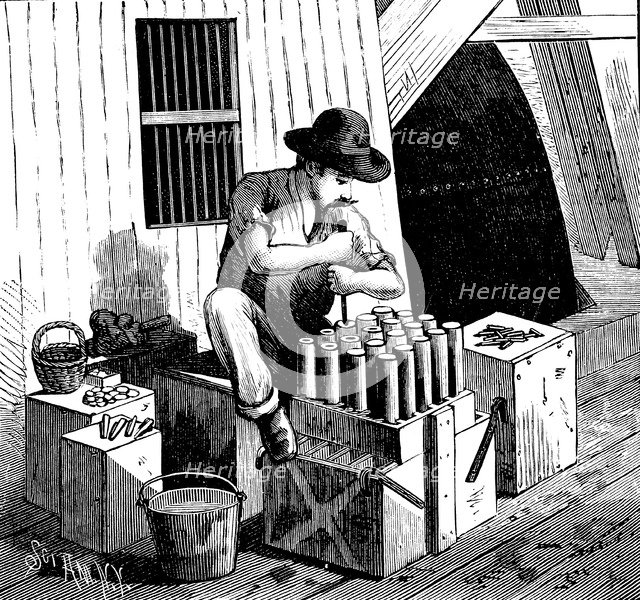 Blowing up Flood Rock, 1885. Artist: Anon