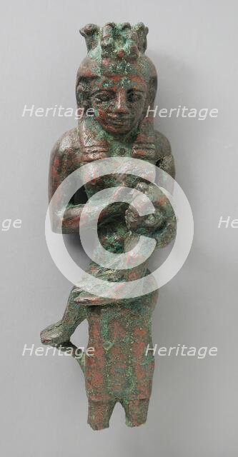 Seated Isis with Uraeus Modius Holding Child on her Lap, Late Period-Ptolemaic Period (711-30 BCE). Creator: Unknown.