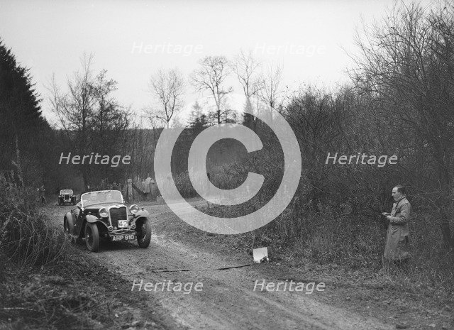 1935 972 cc Singer competing in the Great West Motor Club Thatcher Trophy, 1938. Artist: Bill Brunell.