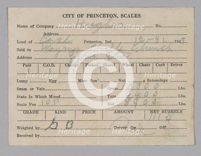 Receipt given to the Wayman Chapel A.M.E. Church in Lyles Station, 1943. Creator: Unknown.